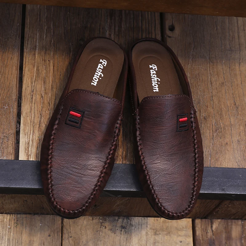 

Мужские мокасины без застежки, черные повседневные туфли из искусственной кожи, лоферы на плоской подошве, обувь для вождения, лето 2021