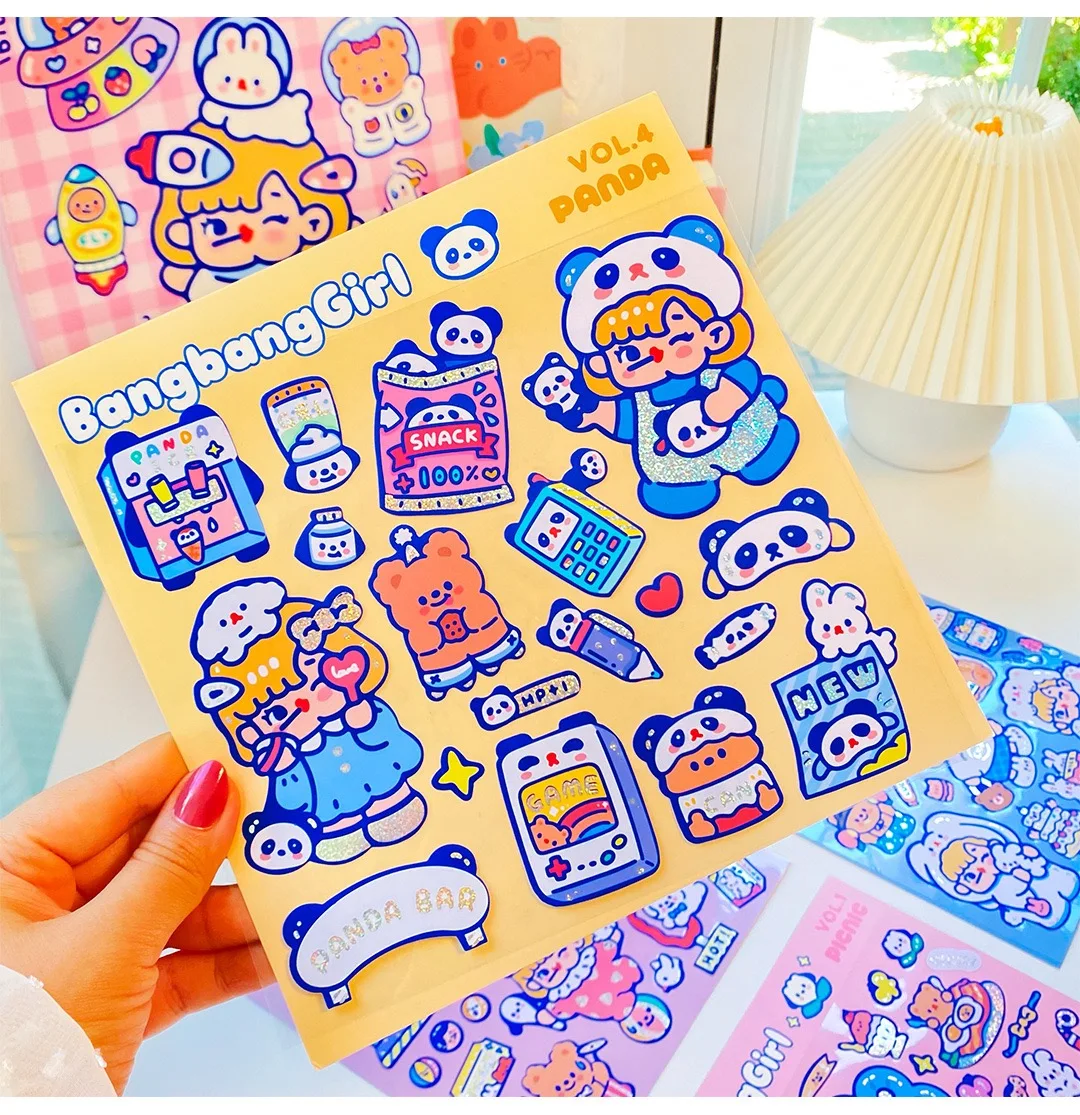 Bentoy Milkjoy New 2 Pages Cartoon Korea Bear Rabbit Animal Sticker DIY Luggage Label Home Post Laptop Bag Cup Accessory |