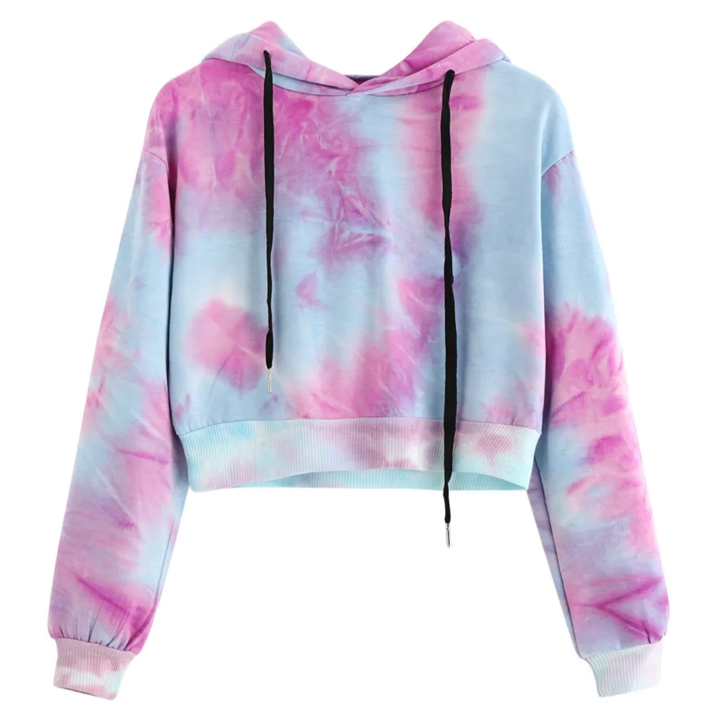 Hoodies Women Sweetshirts Sexy Printed Long Sleeve Short Drawstring Harajuku Sweatshirt Hoodies Tops Blouse Streetwear