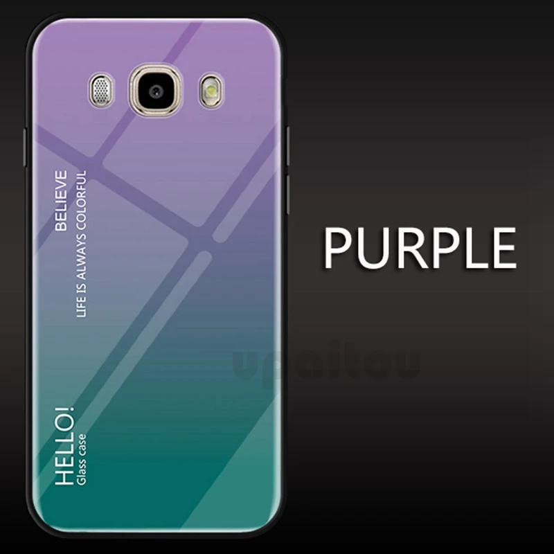Purple Чехол для samsung Galaxy J1 J5 J7 J2 J3 J4 Pro J6 Prime J8 чехол из мягкого ТПУ с края градиент Стекло Крышка для J120 J510 J710 - Цвет: Purple