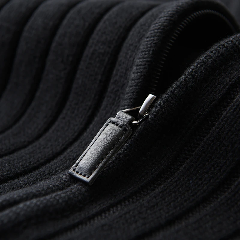 

Minglu Turtleneck Men's Sweater Hight Quality Thick Computer Knitted Slim Men's Fashion Zipper Cardigan Sweater Plus Size 4XL