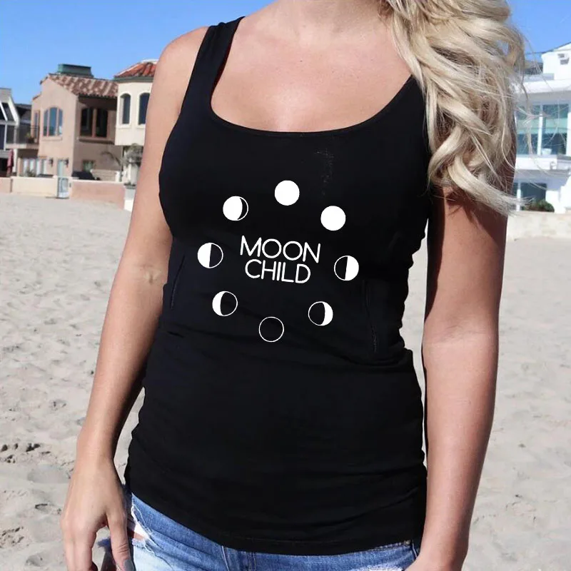 Moon Child топ на бретелях женские повседневные майки из чистого хлопка с буквенным