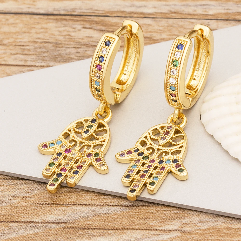 

AIBEF Hot Sale Geometric Drop Pendant Earrings Rainbow Crystal For Women Bohemian Dangle Earrings Female Fashion Copper Jewelry