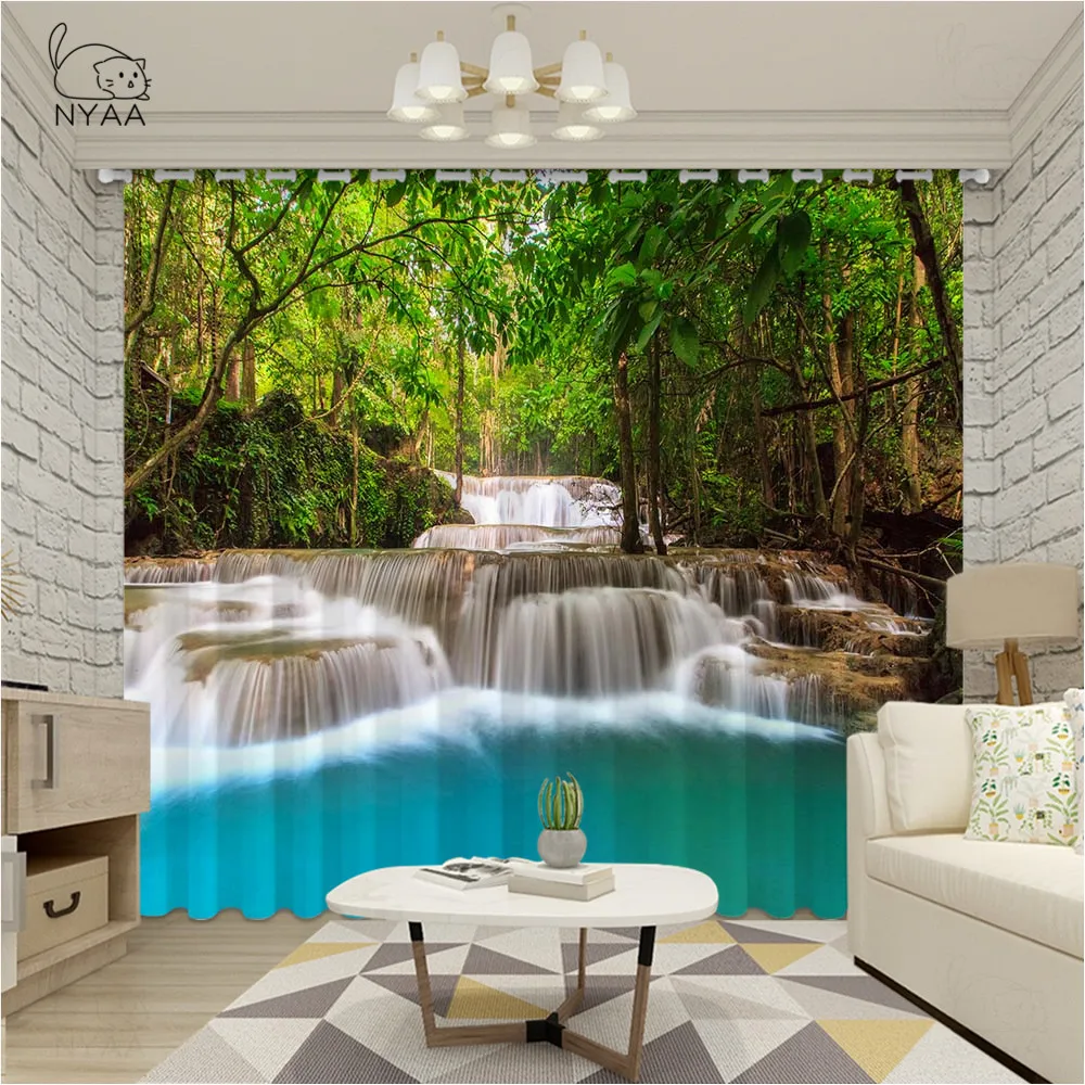 Новинка занавеска с красивым пейзажем природы затемняющие шторы Водопад s для