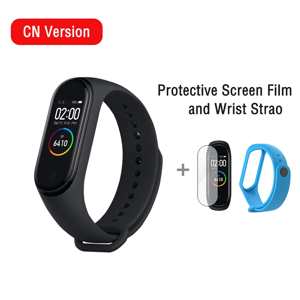 Xiaomi mi Band 4 Smart mi band 3 Цвета экран браслет пульсометр фитнес музыка Bluetooth 50 м водонепроницаемый бандаж 4 - Цвет: with two2