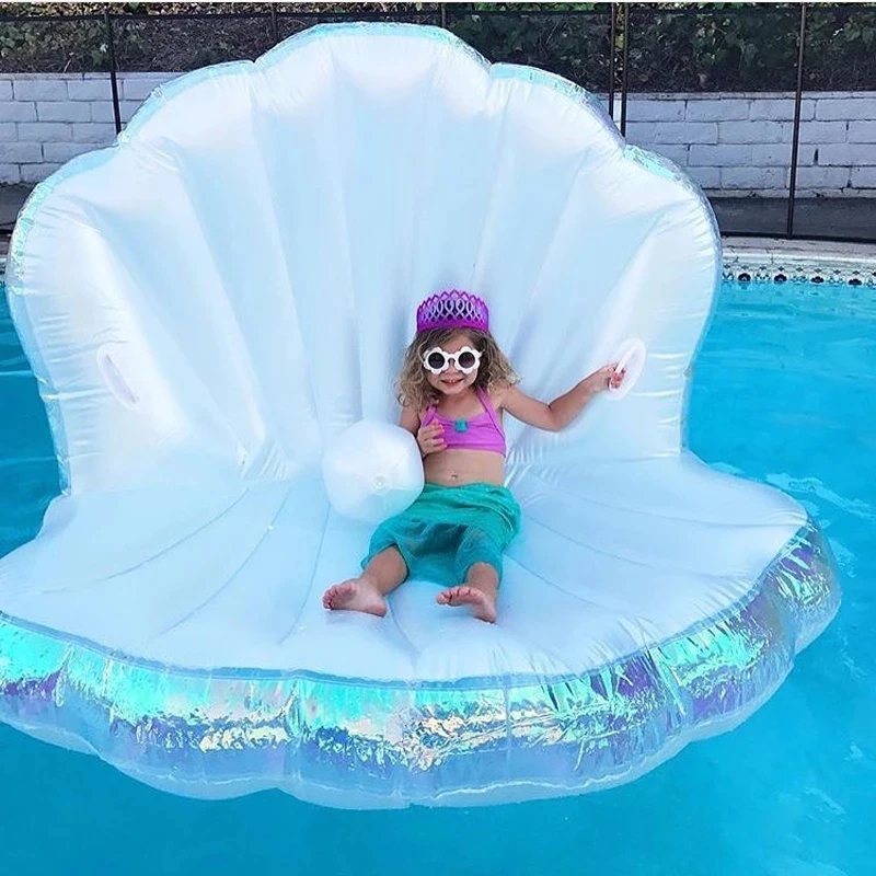 

Newest Giant Pool Float Shell Pearl Scallops Inflatable Funny Aquatic Toy Adult Kids Air Mattress Swim Life Buoy For Bikini