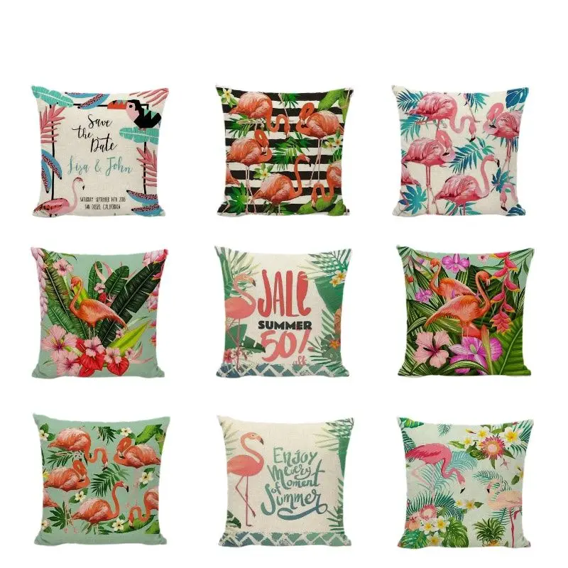 Розовые Фламинго Декоративные Чехлы на подушку тропический дождь лес растение