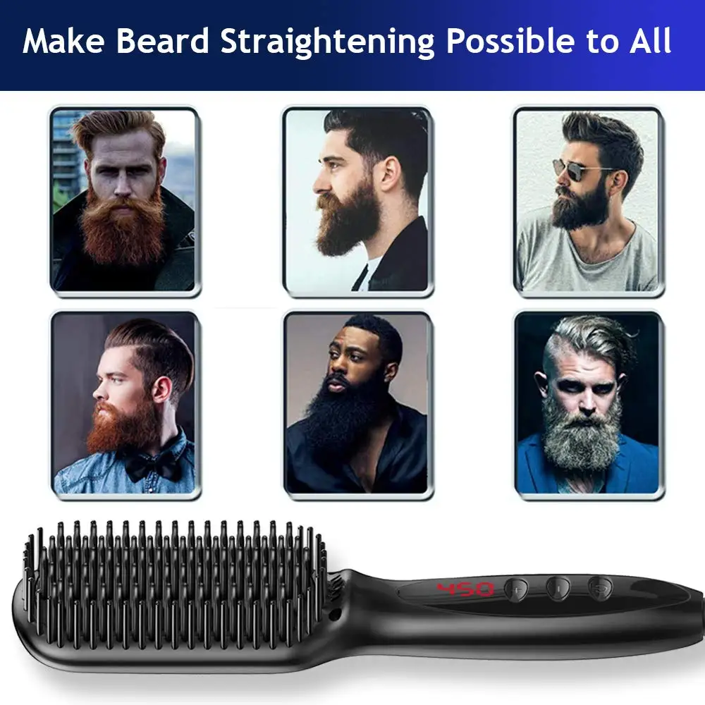 Электрическая щетка для выпрямления волос и бороды керамический утюжок против