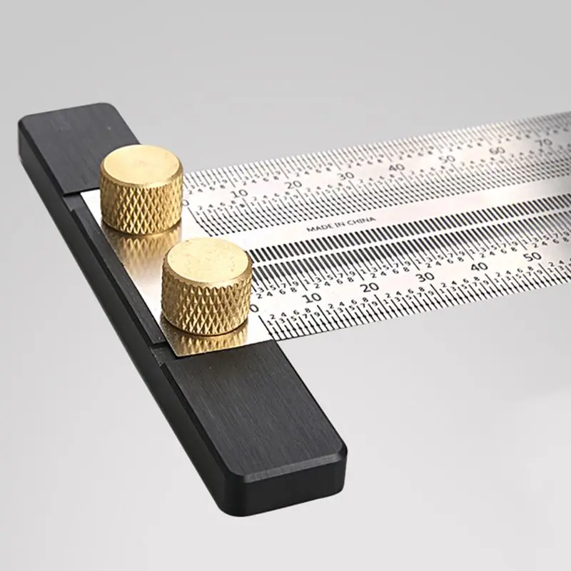 

0-200mm/300mm/400mm T-type Hole Marking Ruler Woodworking Scriber Marking Line Gauge Ruler Carpenter Measuring Tool