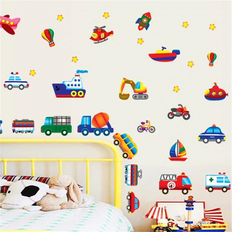 

Cartoon vehicle Diy wall sticker living room bedroom wall decoration art mural wall stickers for kids rooms
