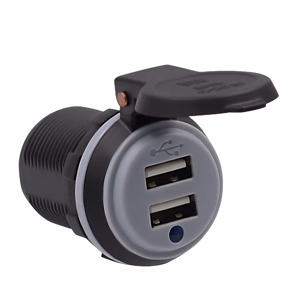 12 24V 4.2A/DC 22W Черный Водонепроницаемый двойной USB автомобильный адаптер зарядное