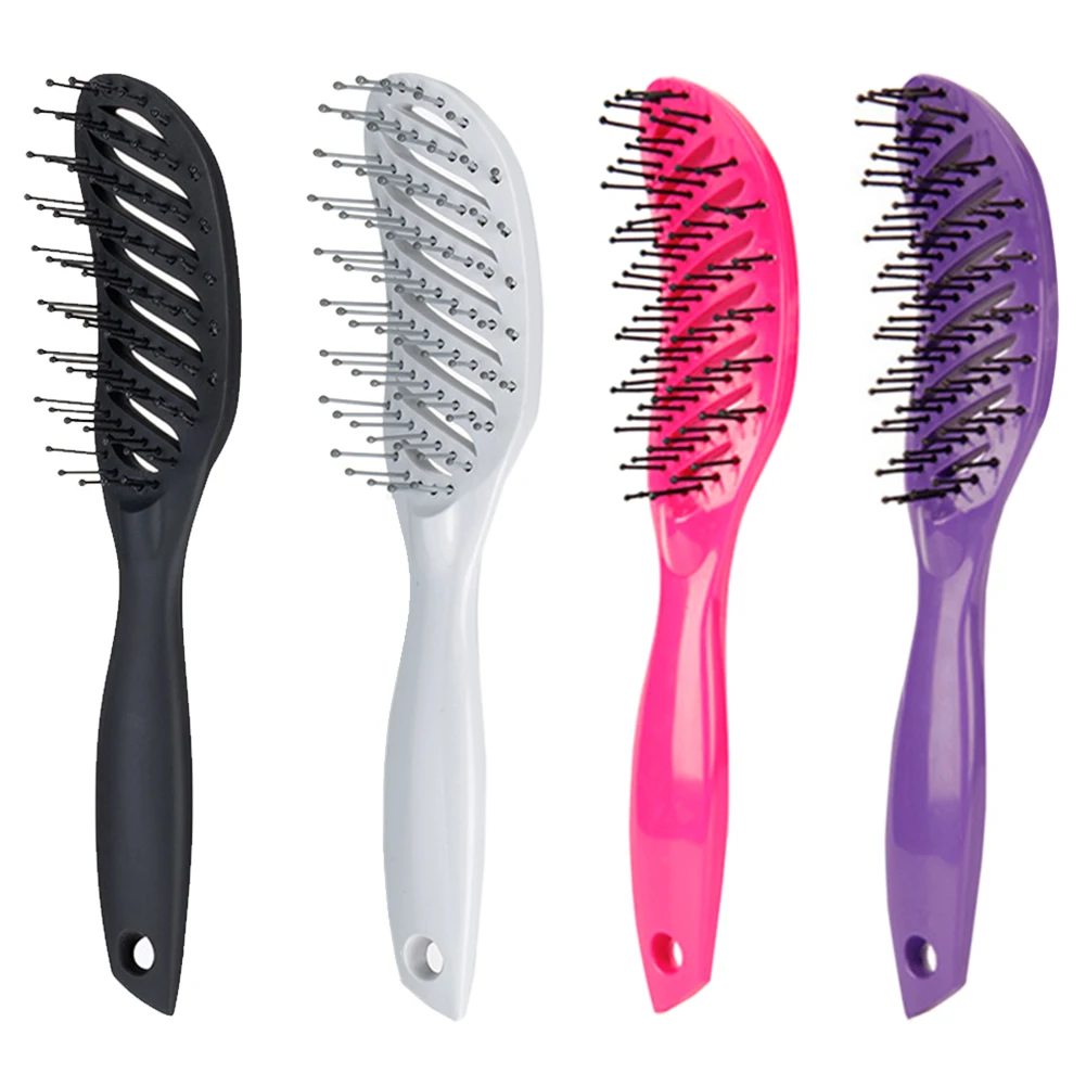 

Styling Tool Gift Portable Barber Durable Wet Dry Use ABS Curved Hair Comb Anti-Static Brush Massage Handle Home