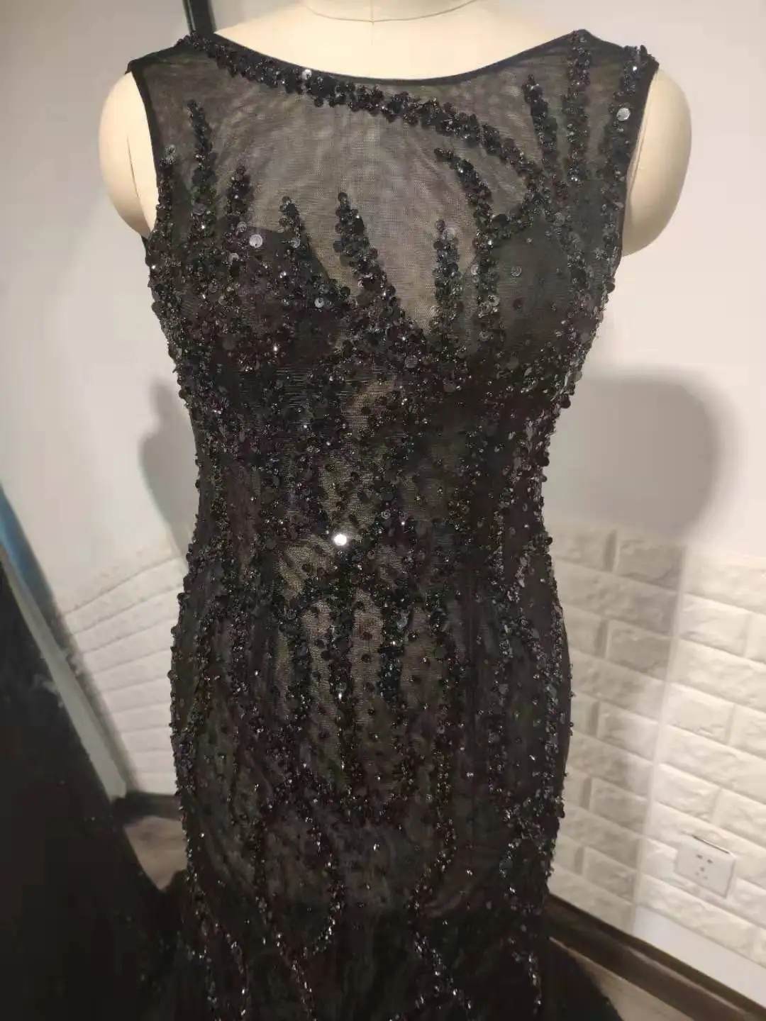 Женское вечернее платье с прозрачными бусинами Длинное Пышное Платье открытой