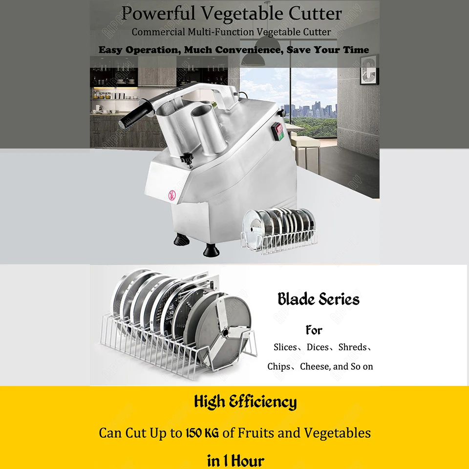 HLC300 Electric Vegetable Slicer Cutter Multifunctional Potato Chips Shreds Dices Cheese Crushing Cutting Machine |