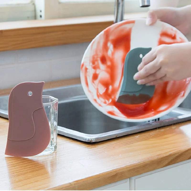 

Креативный мультяшный мягкий скребок в форме пингвина, многофункциональный скребок для удаления пятен от масла, кухонный инструмент