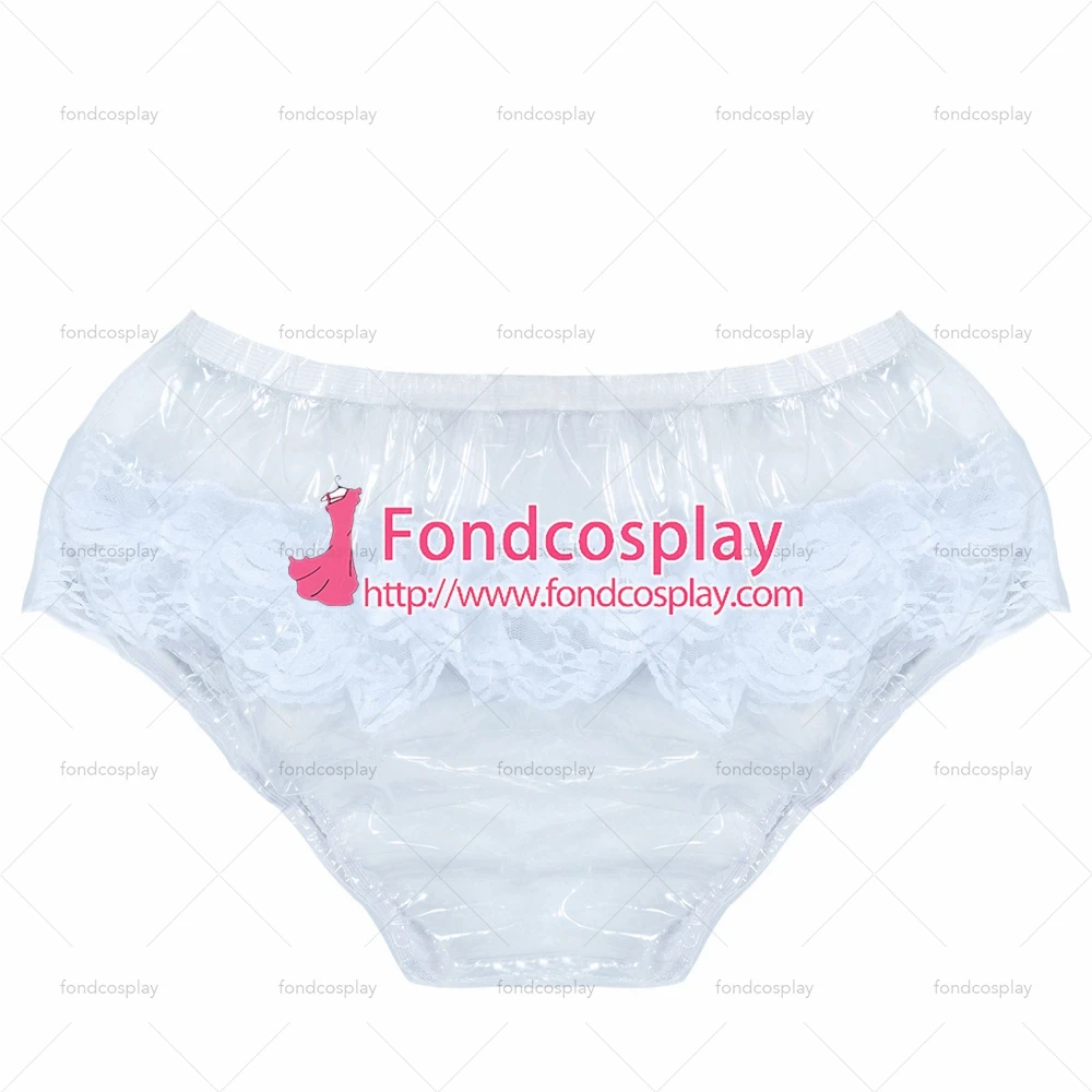 

fondcosplay adult sexy cross dressing sissy maid short Clear PVC Brief Panties lace CD/TV Tailor-Made[G3854]