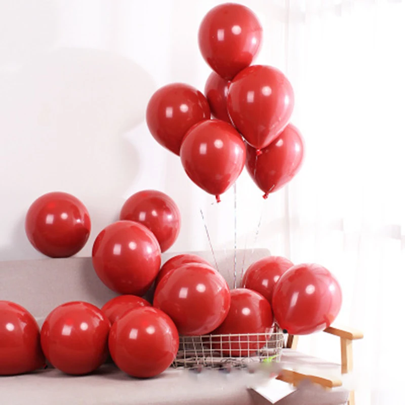 

10pcs 12 Inch Pomegranate Red Thick Latex Balloon Gem Red Double Balloon Wedding Scene Layout Balloon