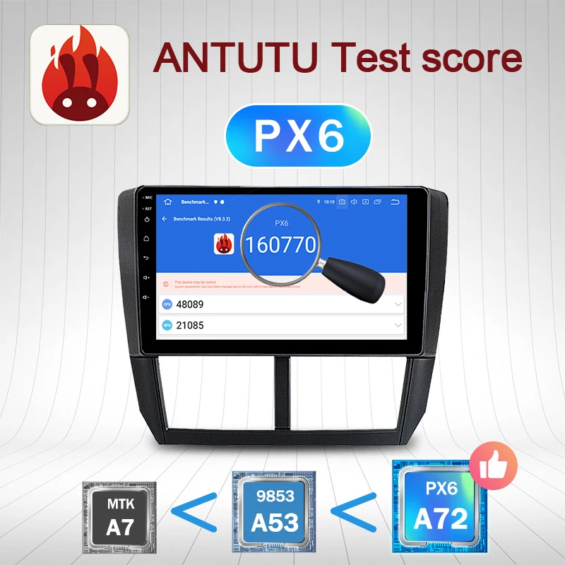 магнитола 2 din андроид Android 10 автомагнитола радио PX6 для Subaru WXR Forester Impreza 2007-2015 Авто