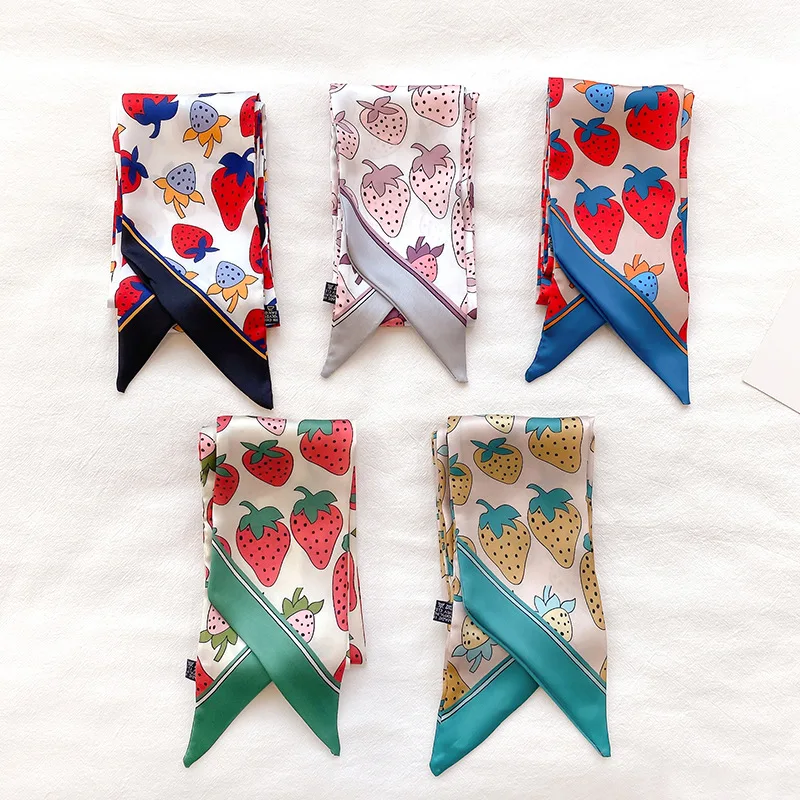 Шарф Шелковый женский KOI LEAPING в стиле клубники многофункциональный декоративный