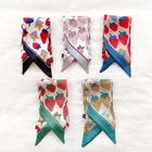 Длинный шелковый шарф KOI в стиле прыгания клубничный Женский, многофункциональный декоративный шарф, повязка на голову, ремешок на запястье, ремень для сумки