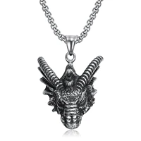 punk style 316 stainless steel vintage 3d shape dragon head pendants necklaces for men women