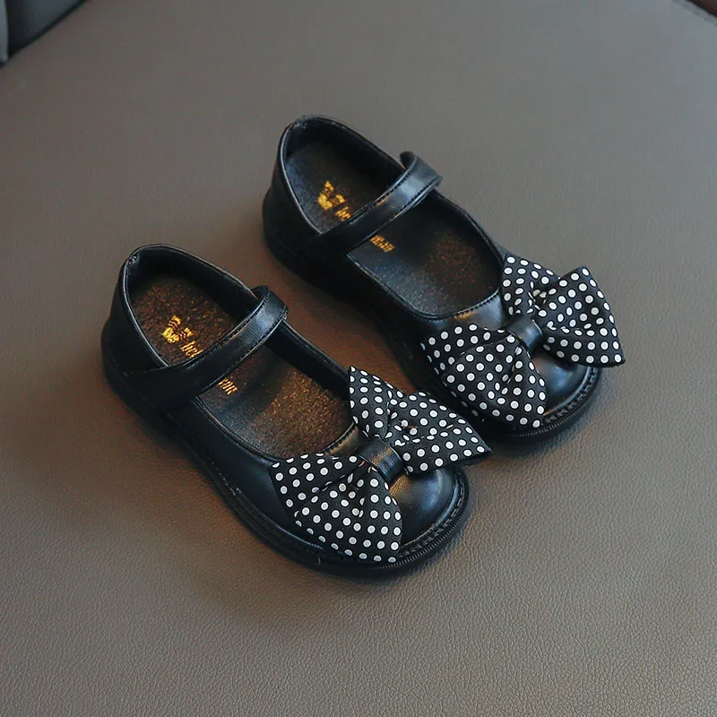 

Туфли принцессы с бантом для девочек, Новинка весна-осень 2021, детская элегантная кожаная обувь, детские мокасины, Нескользящие туфли 23-34