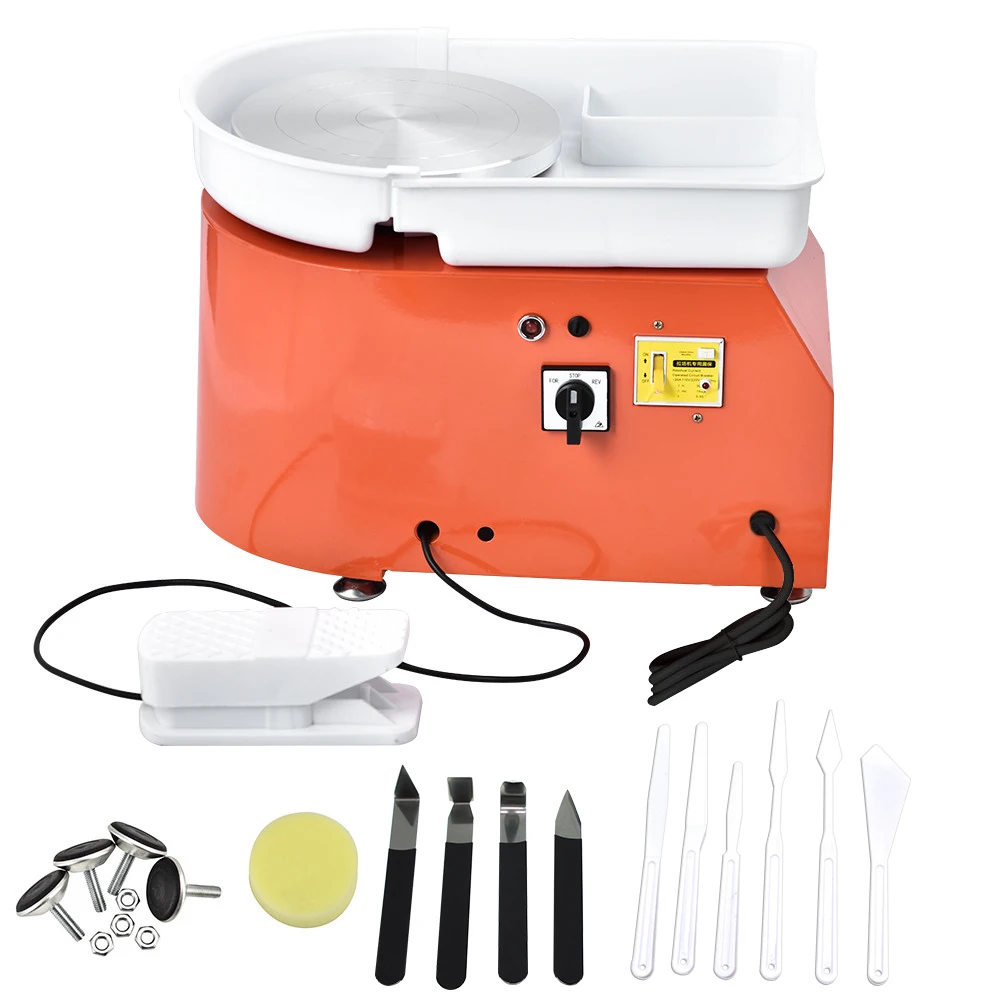 Rueda de alfarer&iacute;a el&eacute;ctrica de 25CM y 350W para el hogar, m&aacute;quina para hacer macetas, trabajo de cer&aacute;mica, bricolaje, herramientas para arcilla, trabajo escolar de cer&aacute;mica-1