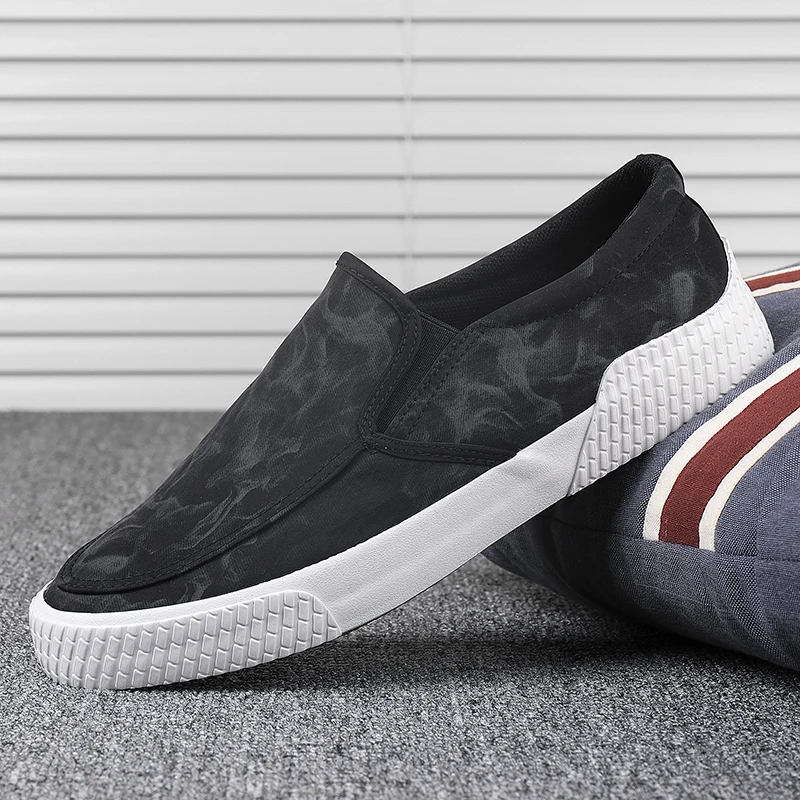 Мужская парусиновая обувь; Модная мужская повседневная обувь; Удобные дышащие мужские мокасины; Мужская Уличная обувь без шнуровки