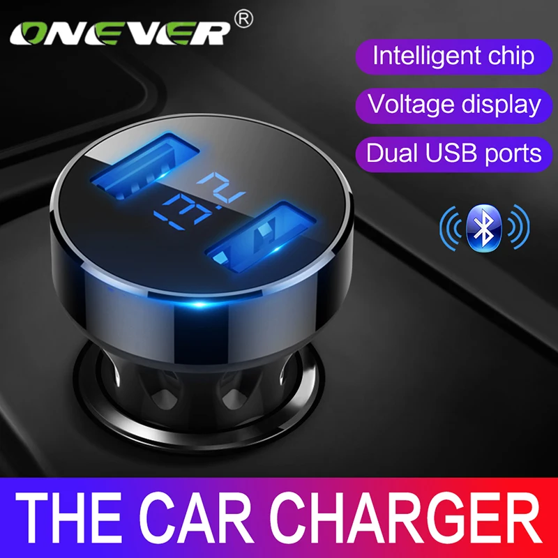 Onever 5v 4.8A Dual USB Автомобильное зарядное устройство дисплей напряжения батареи защита от перегрузки адаптер питания для iPhone и Android телефонов gps