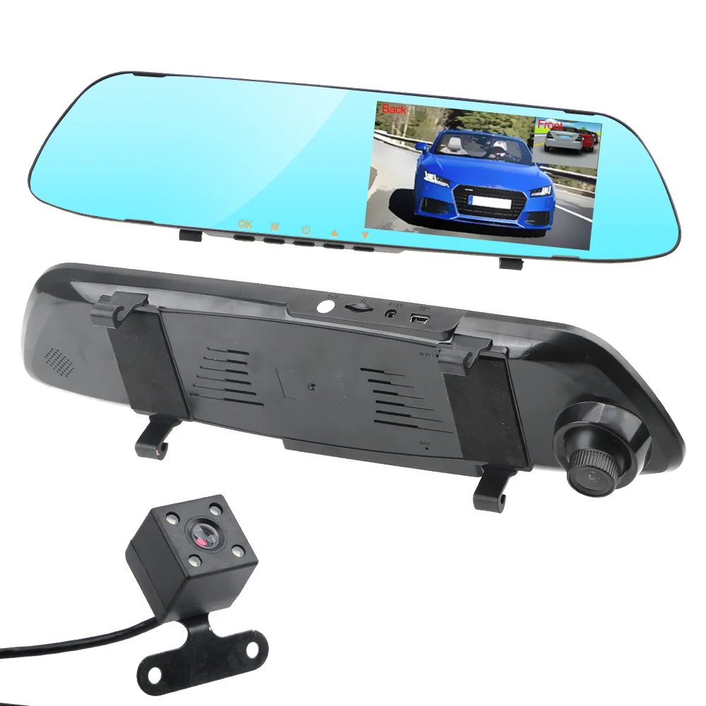 LEEPEE 30 см двойной канал зеркало заднего вида рекордер изображение автомобиля DVR Dash