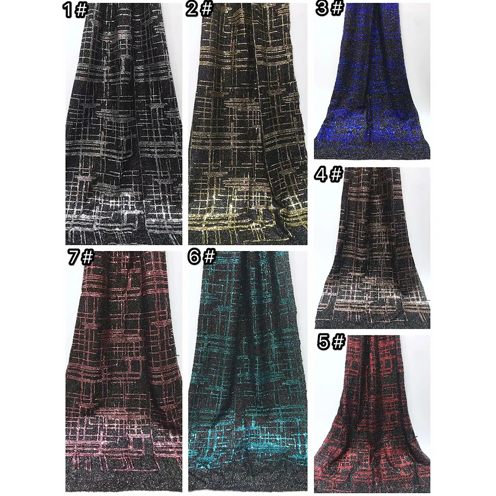 

Eco friendly Net Cloth Navy Sequined in Lace Silver Lace Fabric For Royal Dresses JF37001-JF37007