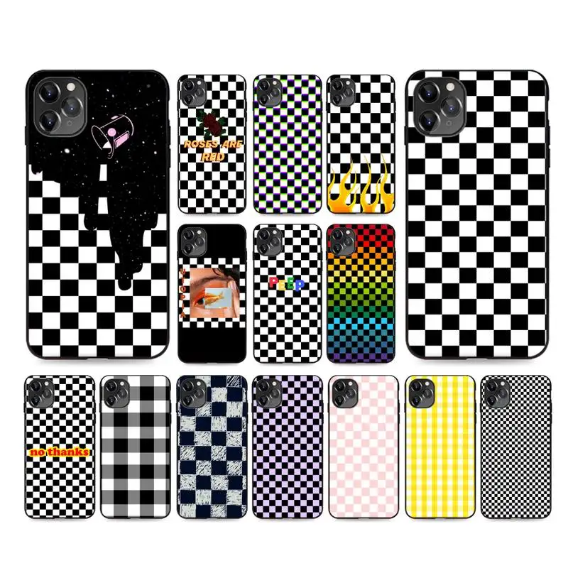 Чехол для телефона с шахматной доской iphone 12 7 8 Plus X XS Max XR чехол 5s SE 2020 6 6s 11Pro черный и