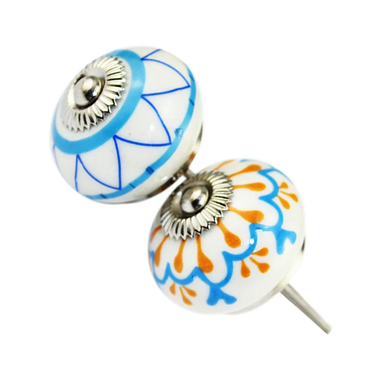 

2pcs Assorted Multicolor Vintage Floral Ceramic Round Drawer Knobs Dresser Cabinet Cupboard Wardrobe Pull Handles Door Knobs