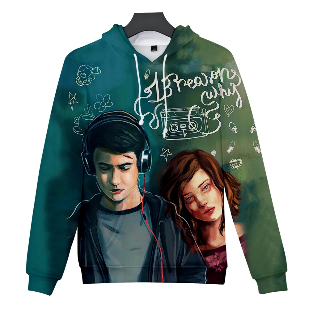 

Толстовка мужская с капюшоном и 3D-принтом, Свитшот в стиле хип-хоп, уличный пуловер, удобная кофта с капюшоном, 13 причин