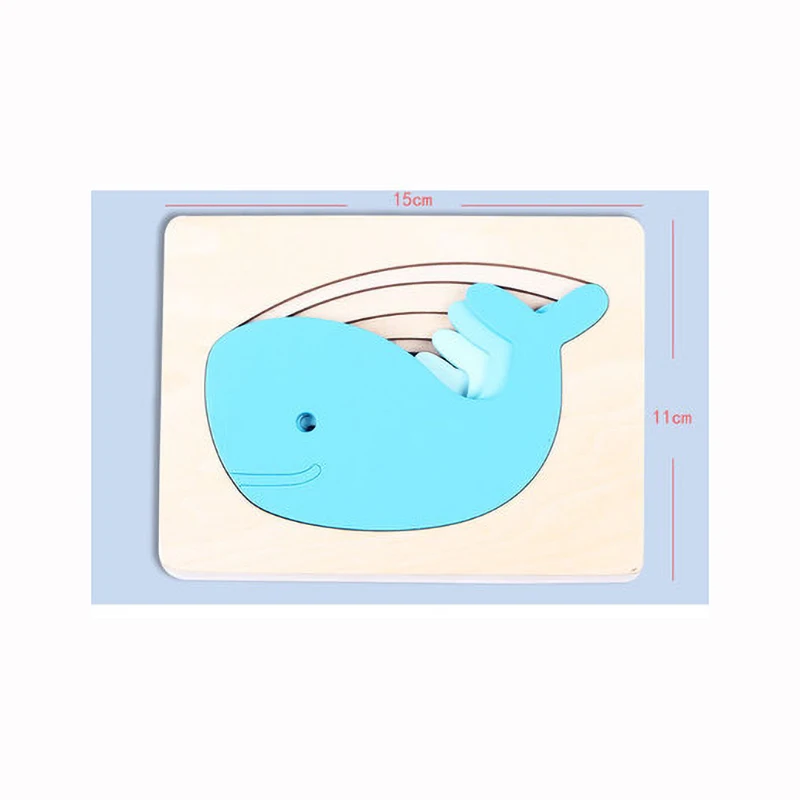 

5-Layer Three-Dimensional Puzzle Wooden Animal Color Gradient Shape Montessori Early Education Toys