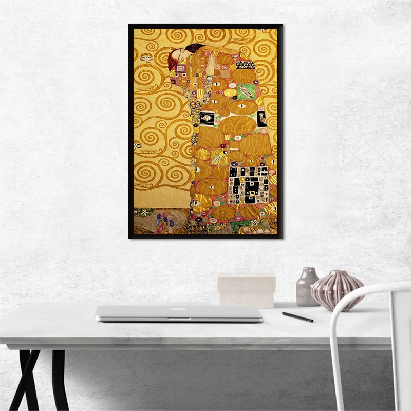 

Painting Gustav Klimt Fulfilment Poster Print Wall Art Picture for Living Room Modern Canvas Art No Frame