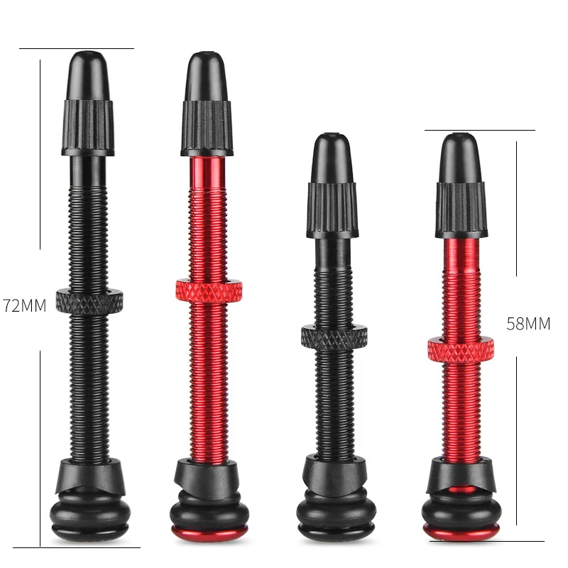 

1 Pair Of Tubeless Valve Stem&Core For Bike Bicycle Tubeless Presta Valve Stem 58mm/72mm Aluminum Alloy No Tubes Valve Red/Black