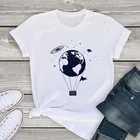 Модная женская футболка в стиле Харадзюку, женская футболка с принтом Луны и пейзажа, футболка с графическим рисунком, женская летняя футболка, Женская белая футболка, Топ