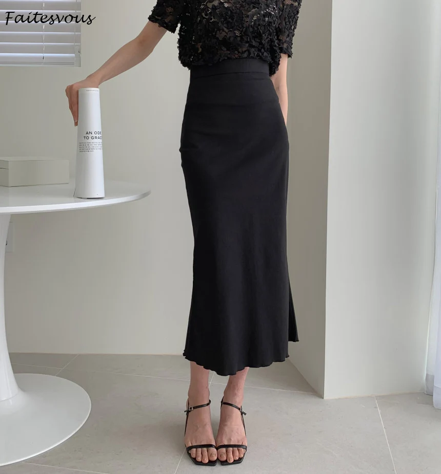 

Юбка-годе Женская длинная прямая в Корейском стиле с высокой талией