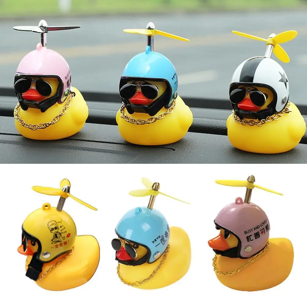 

Car Helmet Broken Wind Small Yellow Duck Gift Cute Car Accessories Interior Breaking Wind Wave Duck Ornament Cycling Decoration