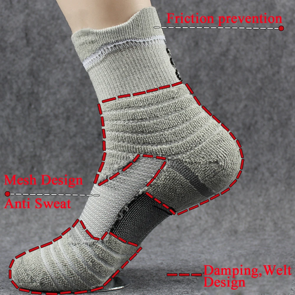 

High Quality Basketball Socks Thick Towel Bottom Tube Men's Cotton Outdoor Running Terry Deodorant Sports Socks