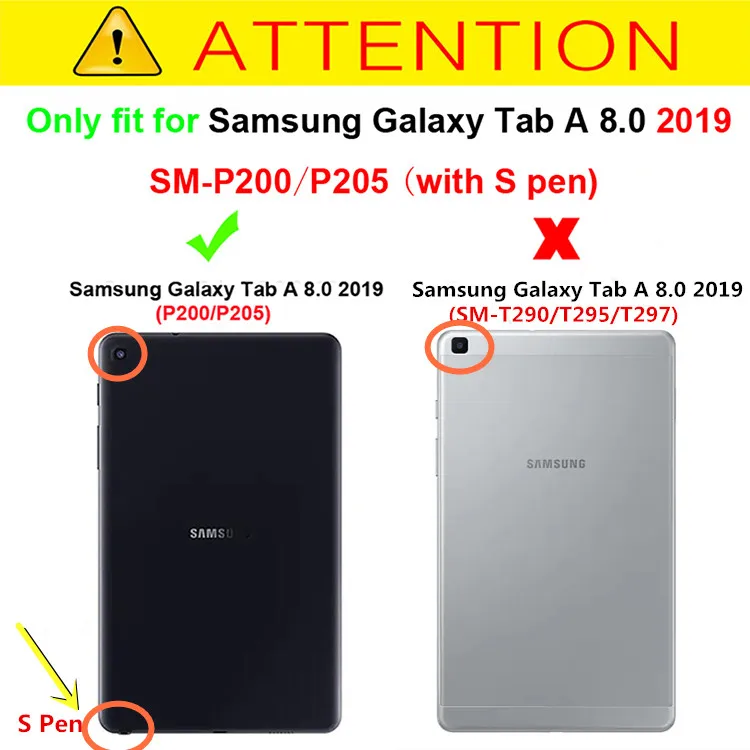 Чехол для с S ручкой samsung Galaxy Tab A 8,0 дюймов() SM P200 P205 чехол из искусственной кожи Смарт сна Три-складной кронштейн крышка