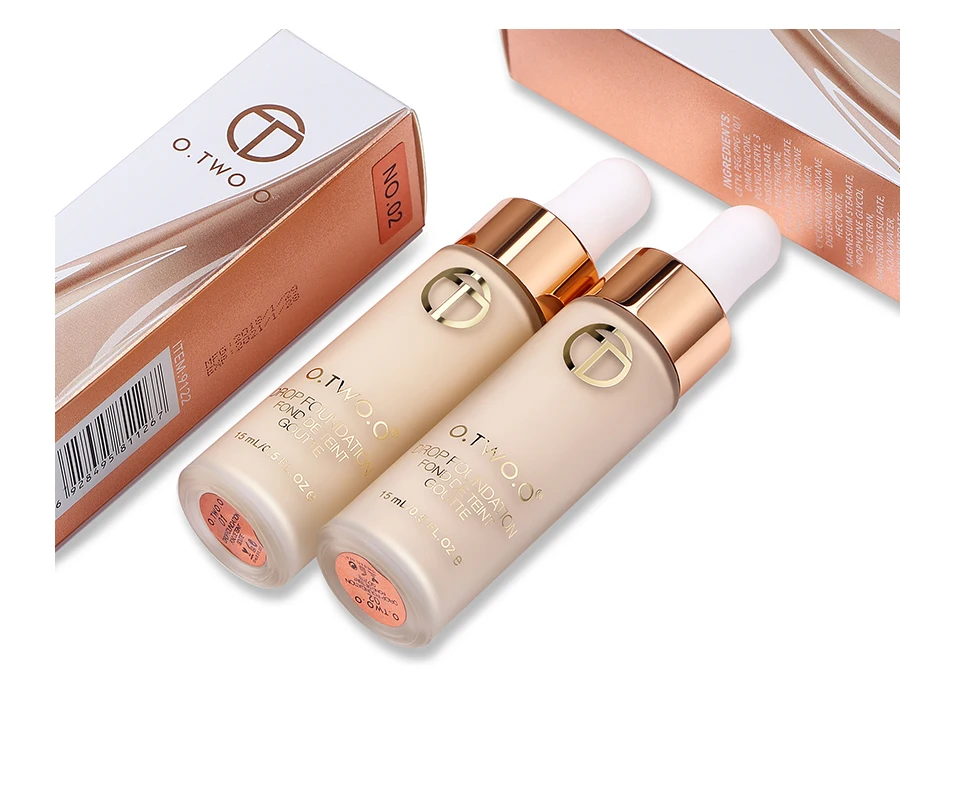 O.TWO.O Foundation 15ml Matte Long Lasting Full Concealer Foundation Makeup Liquid Cream Natural Base Make Up