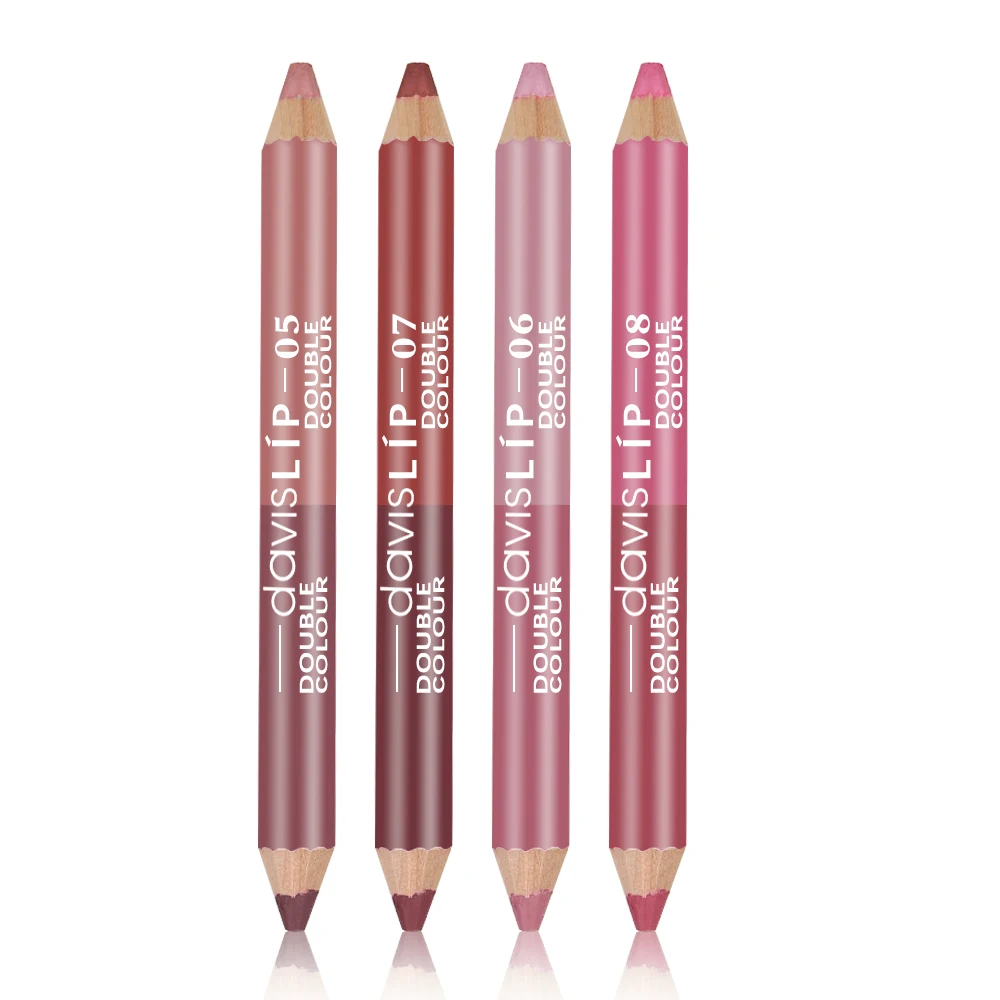 1Pc Double Color Matte Glitter Lip Liner Waterproof Long Lasting Lip Cosmetic Pencil Lipstick Moisturizer Lip Stain Makeup Tools