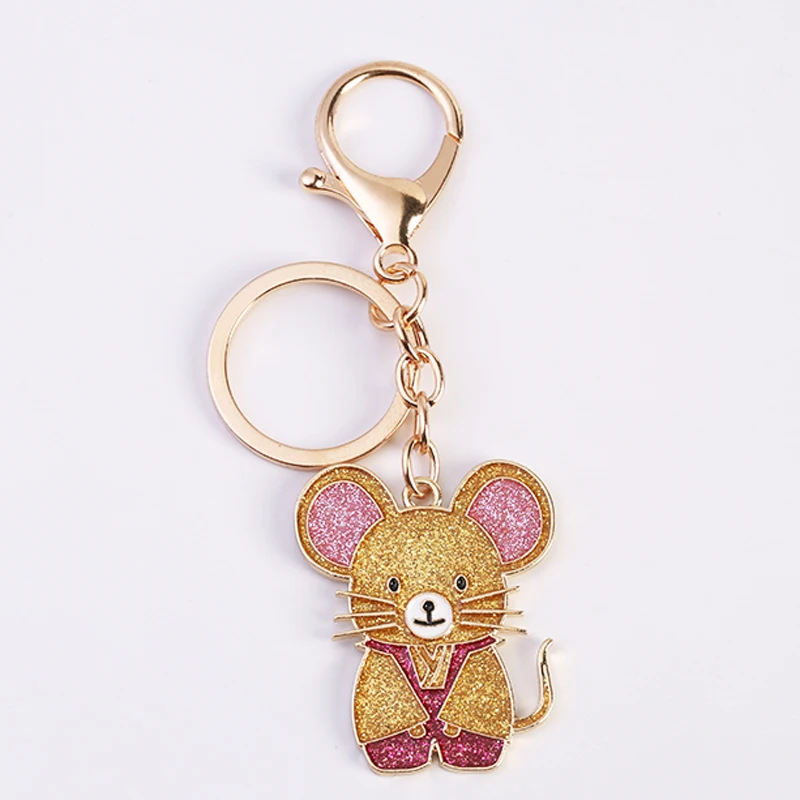 Модный милый металлический брелок-мышь на удачу подвеска в виде сумки животное