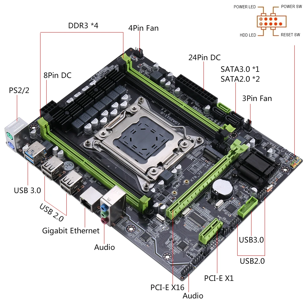 Материнская плата Kllisre X79 четырехканальная USB 3 0 STAT M.2 NVME поддержка процессора Xeon LGA