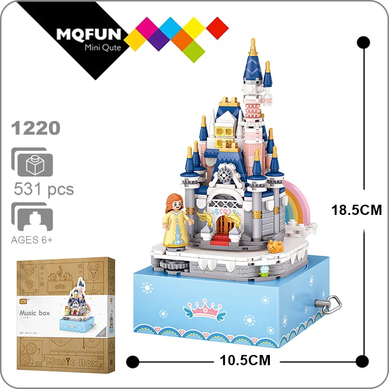 

LOZ Mini Building princess castle sakura cherry eight music box rotating music box small grain building gift model puzzle toy