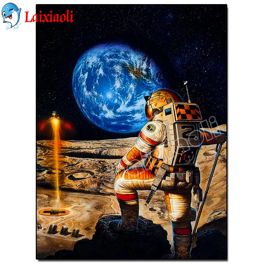 

Алмазная живопись астронавты 5 d «сделай сам», алмазная картина ручной работы 3 d, вышивка крестиком, полная круглая Алмазная вышивка, космос, ...