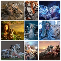 5d diy beauty and the tiger series diamond painting full roundsquare drill embroidery mosaic art decoration for home wall decor