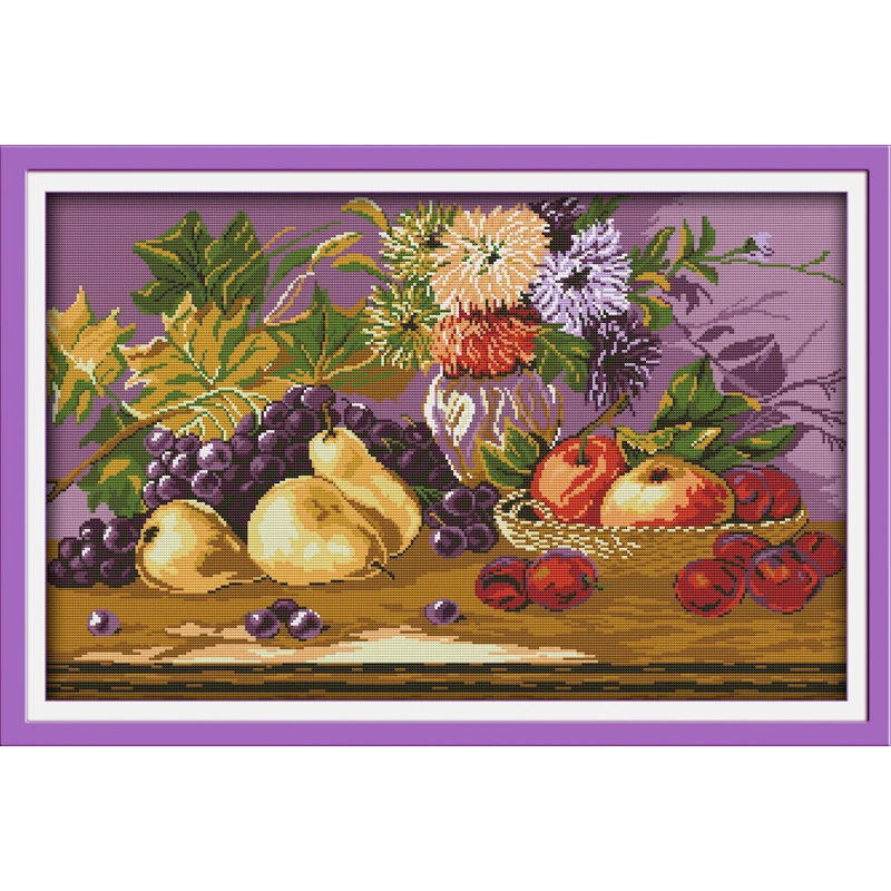

Everlasting Love Fruit Feast Chinese Cross Stitch Kits Ecological Cotton Fabric 11CT DIY New Christmas Decorations For Home Gift